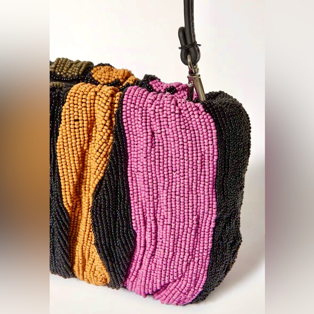 πΊπHPππΊ NWT Staud Beaded Bean Bag Mosaic Stripe - Picture 7 of 16